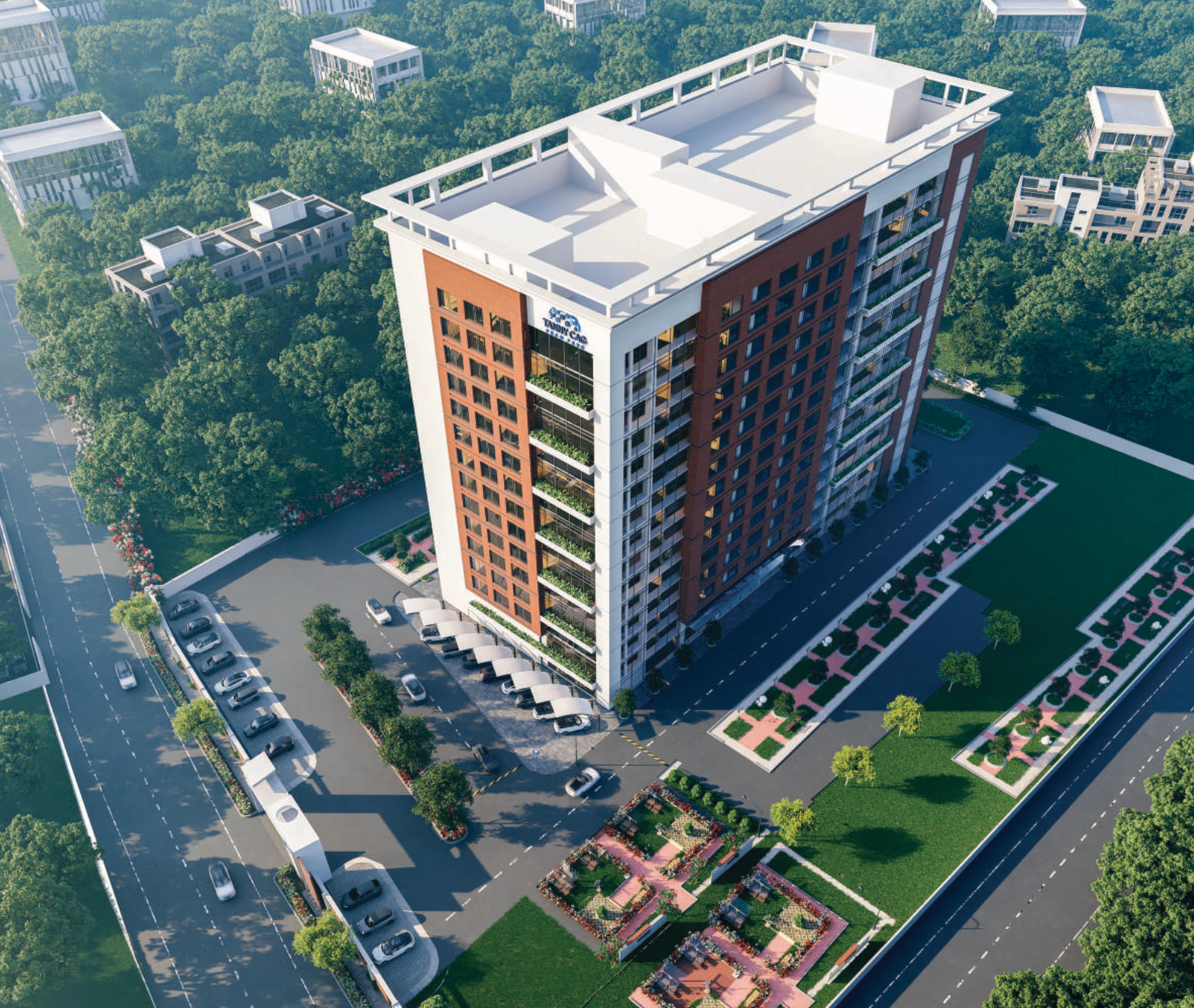 Aerial render of TANNY CAG Tech Park tower